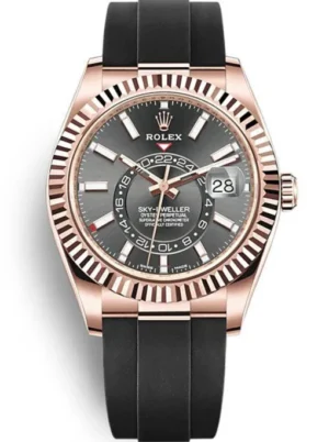 replica-rolex-sky-dweller-42mm-black-dial-326235-510x683-1 Rolex Sky-Dweller 42mm Black Dial Super Clone with a fluted Ring Command bezel, Oyster bracelet, and automatic movement.
