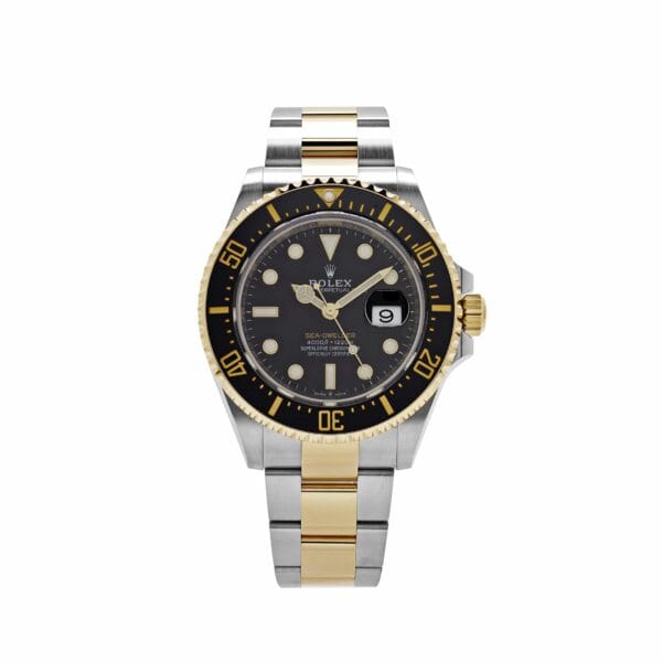 rolex-sea-dweller-126603-stainless-steel-yellow-gold-black-dial-2019-rolex-41614080082164 Sea-Dweller 43mm Two Tone SS/YG 126603 VSF Super Clone with Black Dial, Cerachrom ceramic bezel, Oyster bracelet, and VS3235 automatic movement.