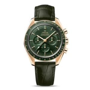 0FC5AAE9-2A9C-AD9C-FCC8-F45CC2DFD556 Omega Speedmaster Moonwatch Professional 42mm Green Dial 18K Moonshine Gold Green Leather Watch O310.63.42.50.10.001