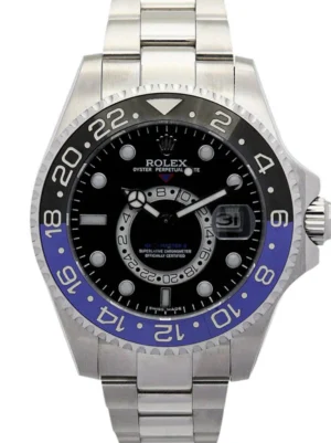 Rolex GMT-Master 40mm Black Dial 16720-2 Super Clone with a stainless steel case, 24-hour rotating bezel, Oyster bracelet, and automatic movement.