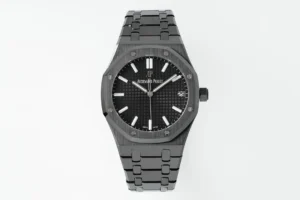 Audemars Piguet Royal Oak 15500 with a 41 mm black ceramic case, black dial, and black ceramic bracelet. Audemars Piguet Royal Oak 15500 with a 41 mm black ceramic case, black dial, and black ceramic bracelet.