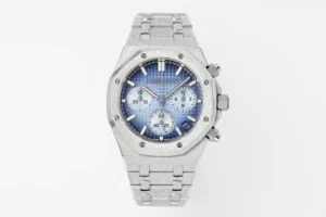 13392047057609617-1000x667-1 Audemars Piguet Royal Oak Chrono 26240BC with a blue dial, 41 mm stainless steel case, and stainless steel bracelet.