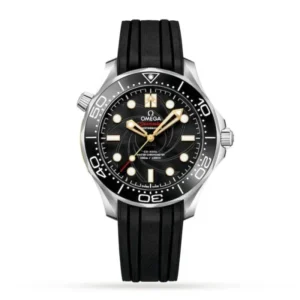 Omega Seamaster James Bond Complete Bond Box Set featuring stainless steel and 18K yellow gold Seamaster Diver 300M watches with black ceramic dials, black rubber straps, and a Globe-Trotter presentation suitcase
