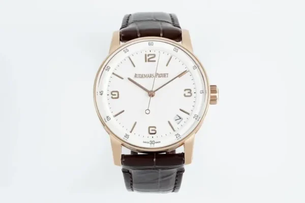 Audemars Piguet CODE 11.59 41mm Blue Dial 18K Rose Gold Brown Leather Strap Automatic Watch 15210OR.OO.A348KB.01
