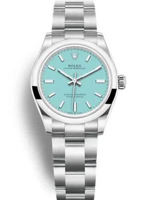 49-3 Rolex Oyster Perpetual Lady 41mm Green Dial featuring a 41mm stainless steel case, green dial, smooth bezel, Oyster bracelet, and automatic movement.