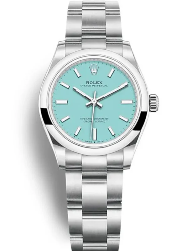 49-3 Rolex Oyster Perpetual Lady 41mm Green Dial featuring a 41mm stainless steel case, green dial, smooth bezel, Oyster bracelet, and automatic movement.