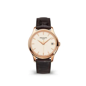 Patek Philippe Calatrava 5296R RG ZF 1:1 Best Edition with an Ivory Dial, Brown Leather Strap, and 324CS movement
