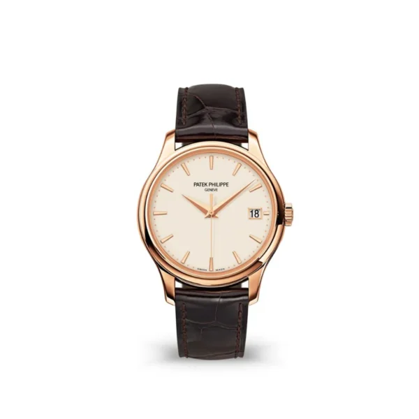 Patek Philippe Calatrava 5296R RG ZF 1:1 Best Edition with an Ivory Dial, Brown Leather Strap, and 324CS movement