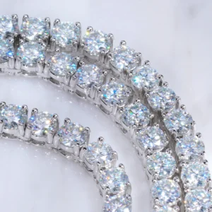 925S & VVS Moissanite 8MM Two Row Prong Cuban Link Chain