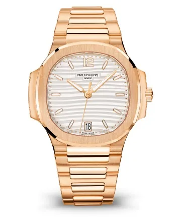 7118_1R_001_1 Patek Philippe 7118/1R Nautilus Super Clone with a rose gold case and bracelet.