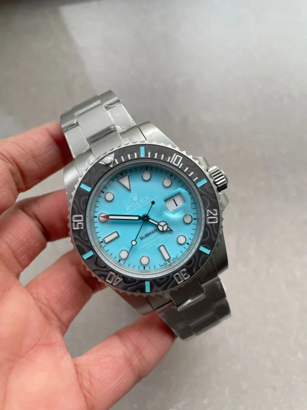 737e04bd-7daf-4444-a37f-bb53339e97d3-1 Rolex Submariner Sandblasted DIWF Best Edition Carbon Bezel Tiffany Blue Dial Dial on SS Bracelet VR3135