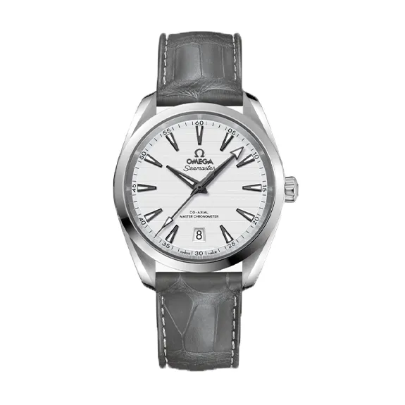 Omega Aquaterra Men Automatic Silver Alligator Watch O22013382002001