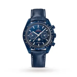 9F67BBDF-7683-8D55-D358-F9D8A4AD93A2 Omega Speedmaster Moonphase Blue Side of the Moon 44.25mm Blue Ceramic Blue Leather Watch O304.93.44.52.03.001