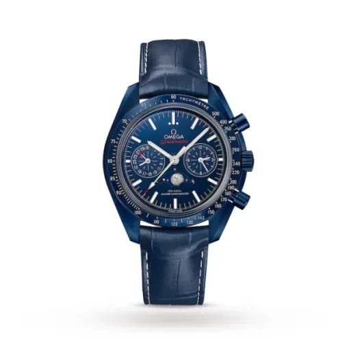 Omega Speedmaster Moonphase Blue Side of the Moon 44.25mm Blue Ceramic Blue Leather Watch O304.93.44.52.03.001