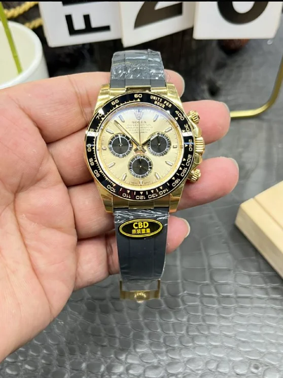 CBD Factory Rolex Daytona CBD Factory Rolex Daytona featuring a 40mm case, chronograph dial, Oyster bracelet, fixed tachymeter bezel, and automatic chronograph movement.