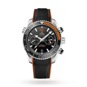 Omega Seamaster Planet Ocean O21532465101001 with a black ceramic dial, 45.5 mm stainless steel case, black ceramic diving bezel, and black rubber strap