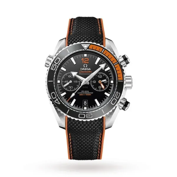 D1D02070-9598-7309-3487-91A626A99A18 Omega Seamaster Planet Ocean O21532465101001 with a black ceramic dial, 45.5 mm stainless steel case, black ceramic diving bezel, and black rubber strap