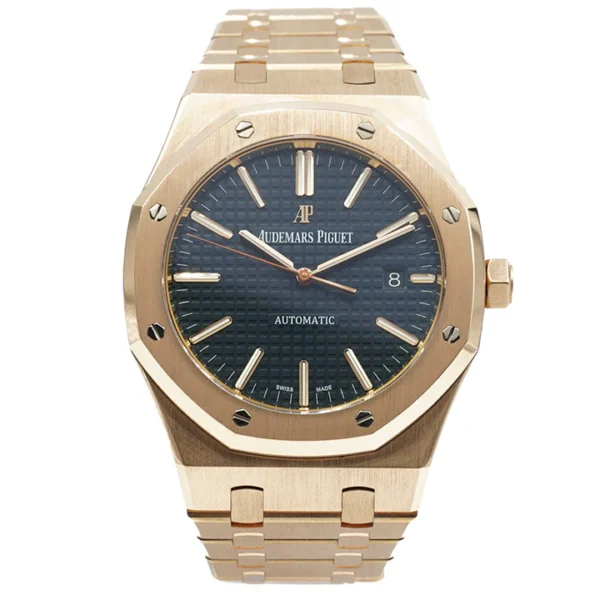 DSC08924-Edit_720x Audemars Piguet Royal Oak 15510 DDF Super Clone with a Black Textured Dial, Rose Gold case, and 41mm design.