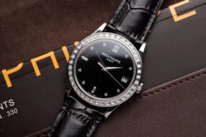 Patek Philippe Calatrava 5298P Super Clone with a Black Dial, 38mm case, and ZF Factory finish.