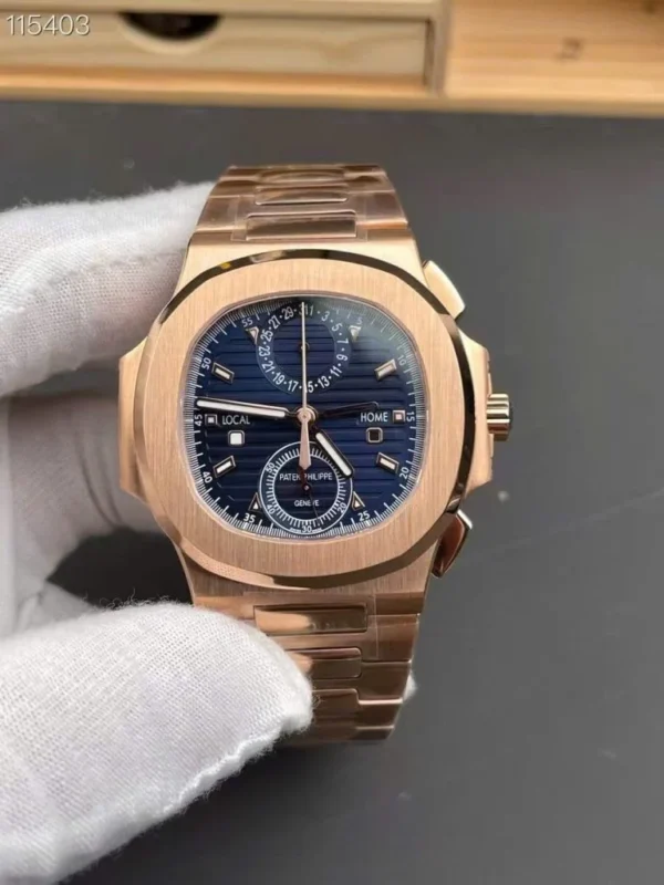 Dong-Ho-Patek-Philippe-Replica-11-Nautilus-5990-Mat-Xanh-Duong-Ma-Vang-Hong-40-9-768x1024-1 Patek Philippe Nautilus 5990R with a Blue Dial, Automatic Movement, and 40.5mm case