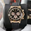 Daytona 126515 AVF 1:1 Best Edition featuring a Black and Rose Gold Diamonds Dial, Oysterflex strap, fixed tachymeter bezel, and DD4131 (Mod) automatic chronograph movement.