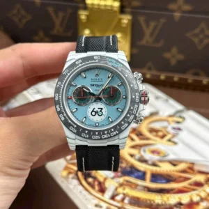 Dong-Ho-Rolex-Daytona-DiW-Ferrari-Replica-11-Mat-Tiffany-Vo-Carbon-Trang-Sieu-Nhe-40mm-2-768x768-1 Rolex Daytona DIW Ferrari Tiffany Dial Super Clone Watch featuring a 40mm forged carbon case, Tiffany Blue Dial, fixed carbon tachymeter bezel, black nylon strap, and automatic chronograph movement
