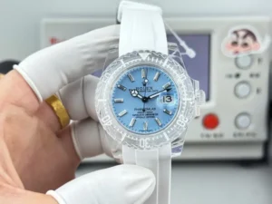 Rolex Submariner Phantomlab Ice Blue Super Clone featuring a 40mm black-coated stainless steel case, Ice Blue Dial, black ceramic bezel, Oyster bracelet, sapphire crystal, and Swiss automatic movement.