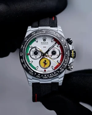 FerrariWatchFINAL Daytona DIW Ferrari White Carbon DIWF Best Edition White Italy Dial on Black Nylon Strap DD4801 Super Clone