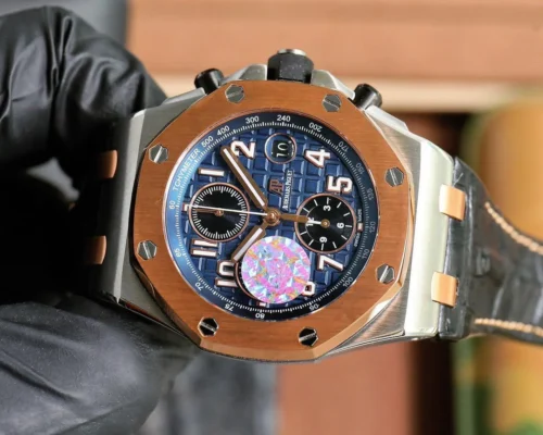 IMG-20250521-WA0034-500x400 Audemars Piguet Royal Oak Offshore Bucherer Limited Edition 26471SR.OO.D101CR.01 with a blue dial, stainless steel and 18K rose gold case, and blue leather strap.
