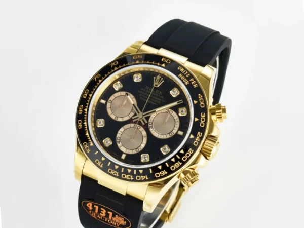 Daytona 126518 YG ARF 1:1 Best Edition Black/YG Diamonds Dial on Oysterflex Strap DD4131 V2 Super Clone