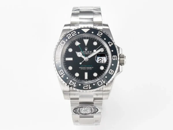 Rolex GMT-Master II 126710 GRNR Clean Plus Super Clone with a 40mm 904L stainless steel case, Grey and Black Cerachrom bezel, Oyster bracelet, and DD3285 automatic movement.