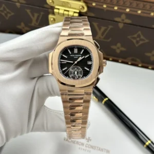 Patek Philippe Nautilus 5980 Black Dial Case Rose Gold 40mm Patek Philippe Nautilus 5980 with a Black Dial, Rose Gold case, and 40mm design.