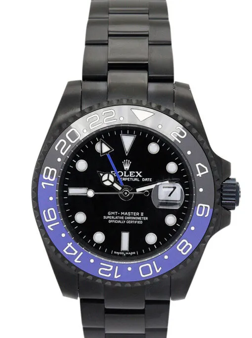 Rolex GMT Master 38mm Black Dial 176200 Rolex GMT-Master 38mm Black Dial 176200 Super Clone featuring a stainless steel case, Black Dial, smooth bezel, Oyster bracelet, and automatic movement.