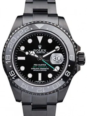 Rolex GMT-Master II 39mm Black Dial REP016828 Super Clone featuring a stainless steel case, Black Dial, 24-hour GMT bezel, Oyster bracelet, and automatic movement.
