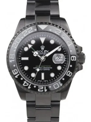 Rolex GMT-Master II 41mm Black Dial REP016829 Super Clone featuring a stainless steel case, Black Dial, Cerachrom bezel, Oyster bracelet, and Clone Rolex 3285 automatic movement.