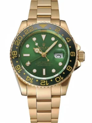 Rolex GMT-Master II 41mm Green Dial 1453750 Super Clone featuring a stainless steel case, Green Dial, Cerachrom bezel, Oyster bracelet, and Clone Rolex 3285 automatic movement.