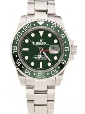 Rolex GMT-Master II 41mm Green Dial SRL48 Super Clone featuring a stainless steel case, Green Dial, Cerachrom bezel, Oyster bracelet, and Clone Rolex 3285 automatic movement.