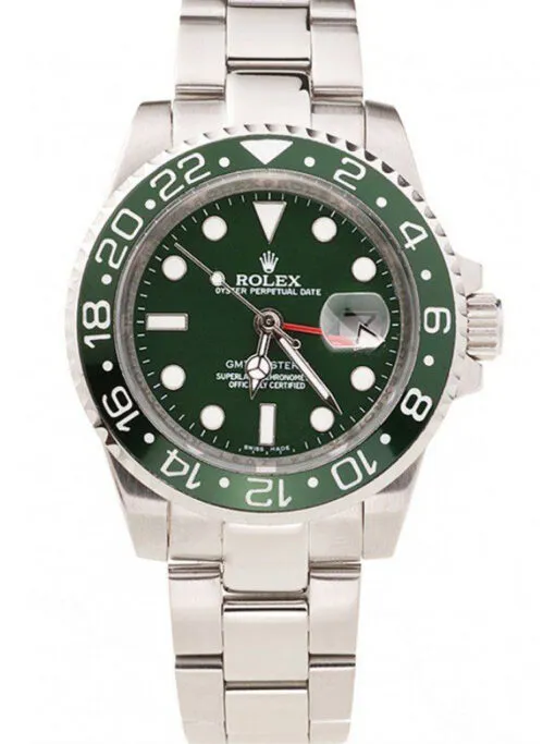Rolex GMT-Master II 41mm Green Dial SRL48 Rolex GMT-Master II 41mm Green Dial SRL48 Super Clone featuring a stainless steel case, Green Dial, Cerachrom bezel, Oyster bracelet, and Clone Rolex 3285 automatic movement.
