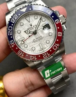Rolex GMT-Master II Meteorite Dial Super Clone with a 40mm stainless steel case, Meteorite Dial, Cerachrom bezel, Oyster bracelet, and Clone Rolex 3285 automatic movement