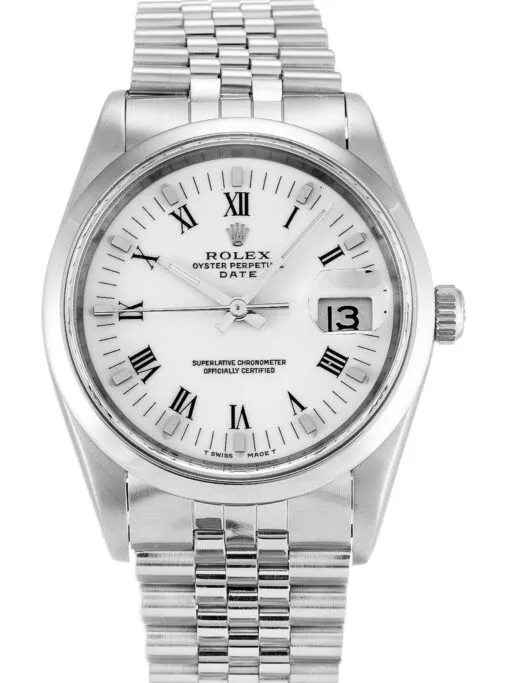 Rolex Oyster Perpetual Date 34mm White Dial Rolex Oyster Perpetual Date 34mm White Dial featuring a 34mm stainless steel case, white dial, date display, Oyster bracelet, and classic Oyster Perpetual styling.