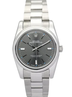 Rolex Oyster Perpetual Lady 31mm Black Dial featuring a 31mm stainless steel case, black dial, smooth bezel, Oyster bracelet, and automatic movement.