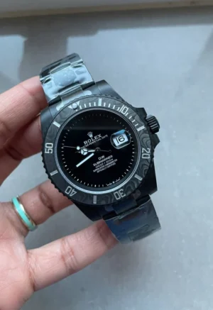 Rolex Submariner DiW 904L DLC Graduated Blue Dial on DLC Strap VSF VS3135 Super Clone Rolex Submariner DIW Super Clone by VSF featuring a 40mm 904L DLC-coated case, Graduated Blue Dial, black ceramic bezel, DLC Oyster bracelet, sapphire crystal, and VS3135 automatic movement