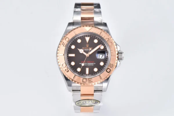 Rolex Yacht-Master 126621-0001 40mm Clean Factory 1:1 904L Brown Dial 3D Rose Gold Bezel on Rose Gold & Steel Two Tone Super Clone