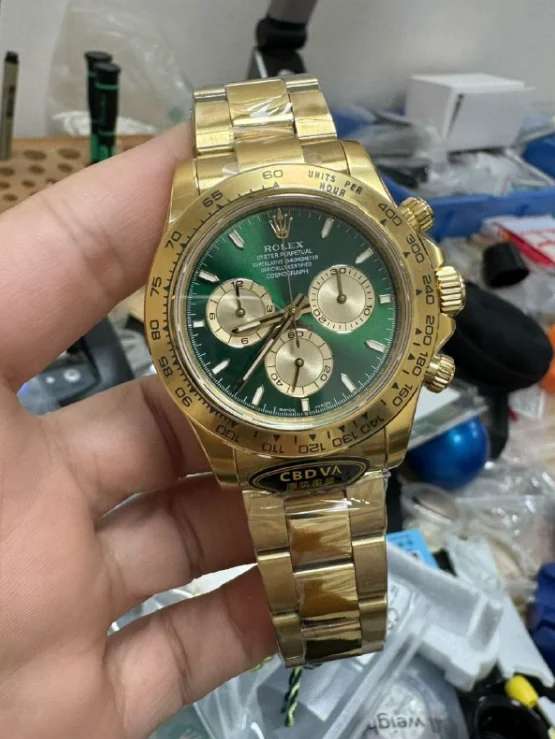 Screenshot-2025-11-13-012307 CBD Factory Rolex Daytona John Mayer 126508 featuring a Green Dial, Oyster bracelet, fixed tachymeter bezel, and automatic chronograph movement.