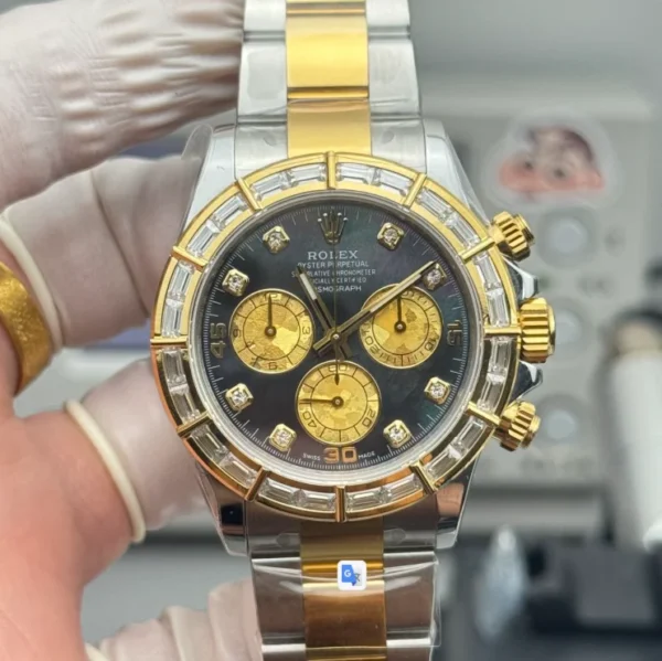 PPM Factory VIP Rolex Daytona featuring a 40mm case, chronograph dial, Oyster bracelet, fixed tachymeter bezel, and automatic chronograph movement.