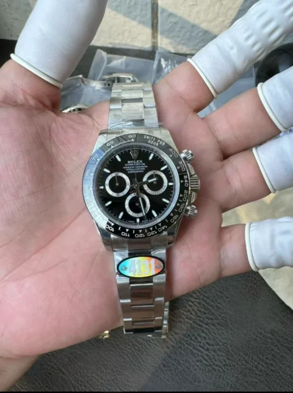 UFO Factory Rolex Daytona 126500LN featuring a 40mm case, Black Dial, black Cerachrom tachymeter bezel, Oyster bracelet, and UF4131 (Free Sprung) automatic chronograph movement.