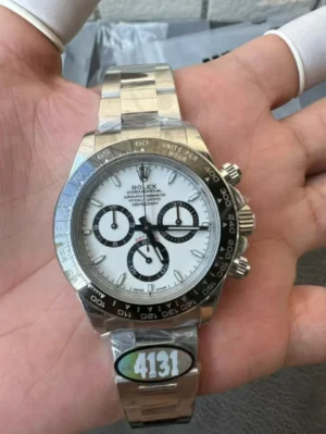 Screenshot-2025-11-18-020645 UFO Factory Rolex Daytona 126500LN featuring a 40mm case, Black Dial, black Cerachrom tachymeter bezel, Oyster bracelet, and UF4131 (Free Sprung) automatic chronograph movement.
