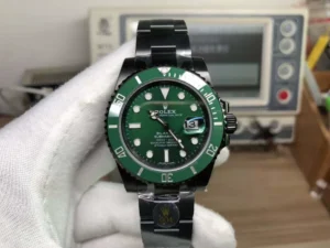Blaken Rolex Submariner Hulk Super Clone featuring a black-coated stainless steel case, Green Dial, black ceramic bezel, Oyster bracelet, sapphire crystal, and automatic movement.