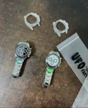 UFO Factory Rolex Daytona 126500LN UFO Factory Rolex Daytona 126500LN featuring a 40mm case, Black Dial, black Cerachrom tachymeter bezel, Oyster bracelet, and UF4131 (Free Sprung) automatic chronograph movement.