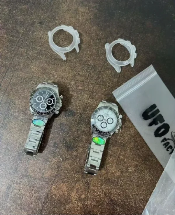 UFO Factory Rolex Daytona 126500LN featuring a 40mm case, Black Dial, black Cerachrom tachymeter bezel, Oyster bracelet, and UF4131 (Free Sprung) automatic chronograph movement.